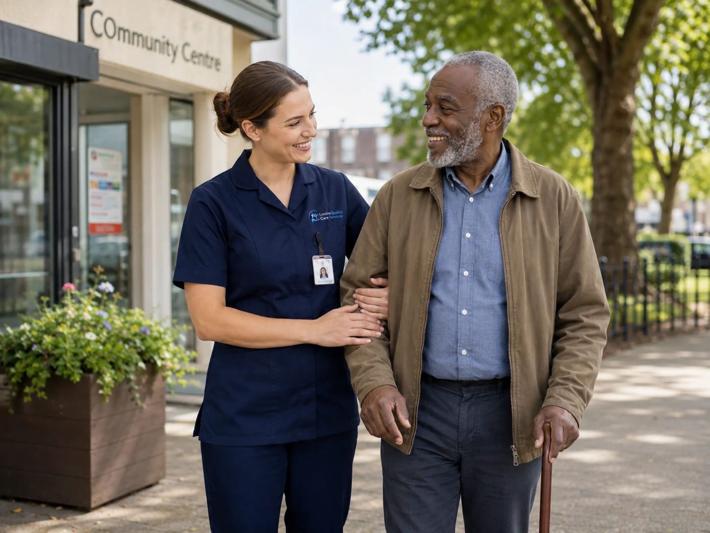 A London Quality Care Services care worker supporting a person in the community